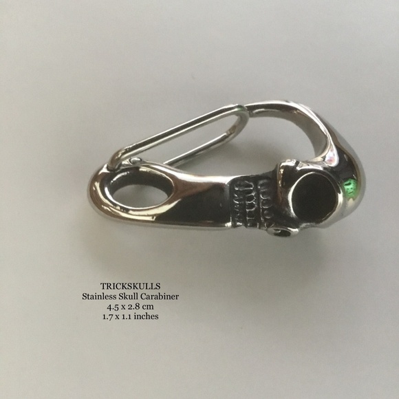 Skull Clip Carabiner Keychain Wallet Stainless Chain Hook & DIY Split Ring Kit - Picture 6 of 7